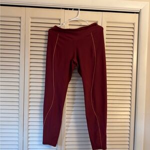 Old Navy Maroon Powersoft Leggings with Contrast Stitching